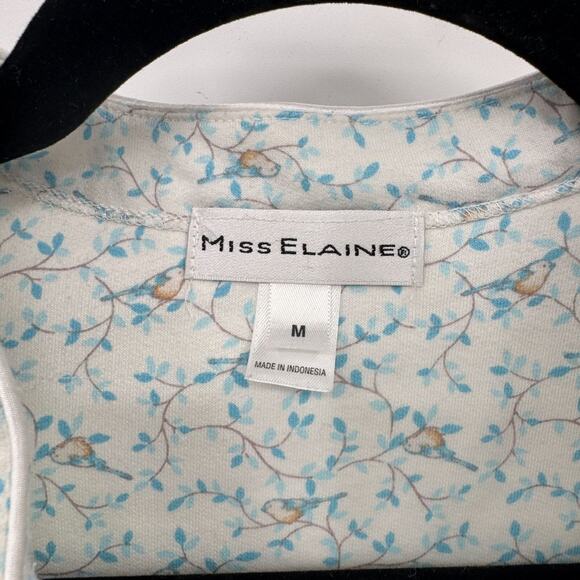 Miss Elaine Blue Jay Full Zip Robe Gown Womens Medium White Blue Cotton‎ Blend - Picture 4 of 8